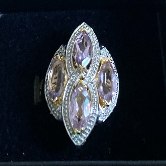 MARCEL DRUCKER Gold Over Silver, Amethyst & Diamond Ring Sz. 8 New in Box! - Picture 5 of 8